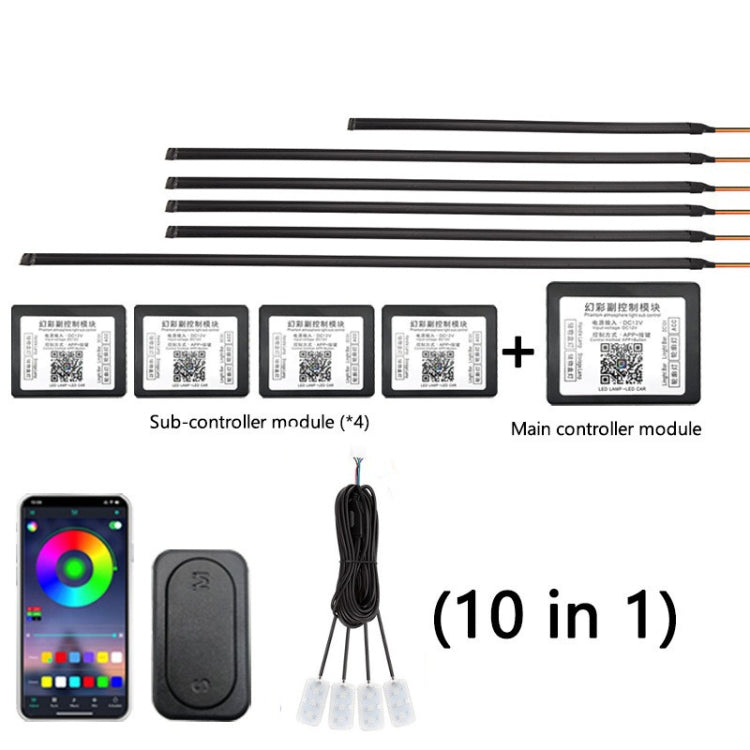 10 in 1 Car Hidden Acrylic LED Colorful Decorative Atmosphere Light Strip