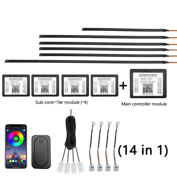 14 in 1 Car Hidden Acrylic LED Colorful Decorative Atmosphere Light Strip