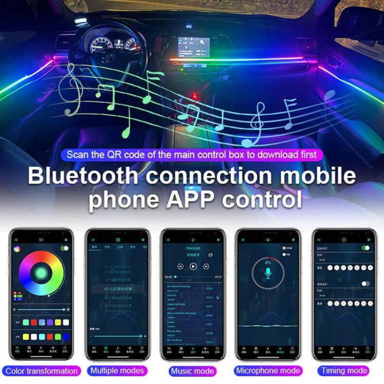 6 in 1 Car Hidden Acrylic LED Colorful Decorative Atmosphere Light Strip