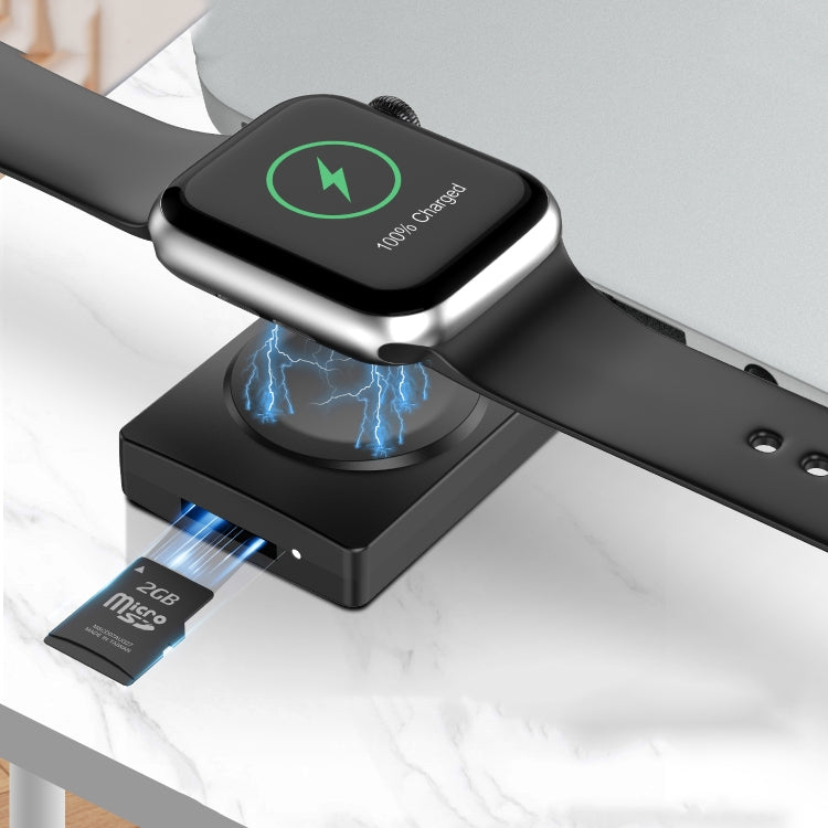 S02 For Apple Watch Series USB Magnetic Watch Wireless Charger With Card Reader Function(White)