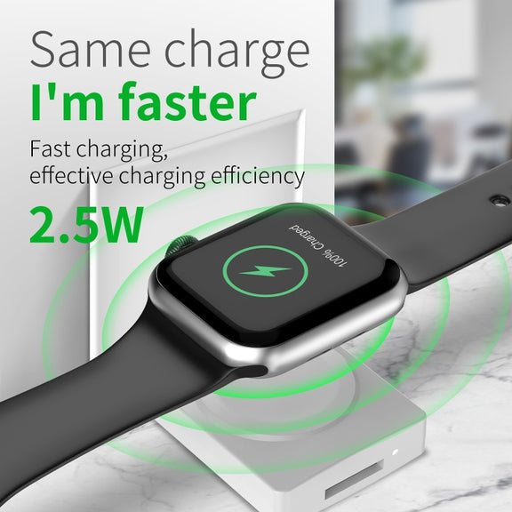 S02 For Apple Watch Series USB Magnetic Watch Wireless Charger With Card Reader Function(White)