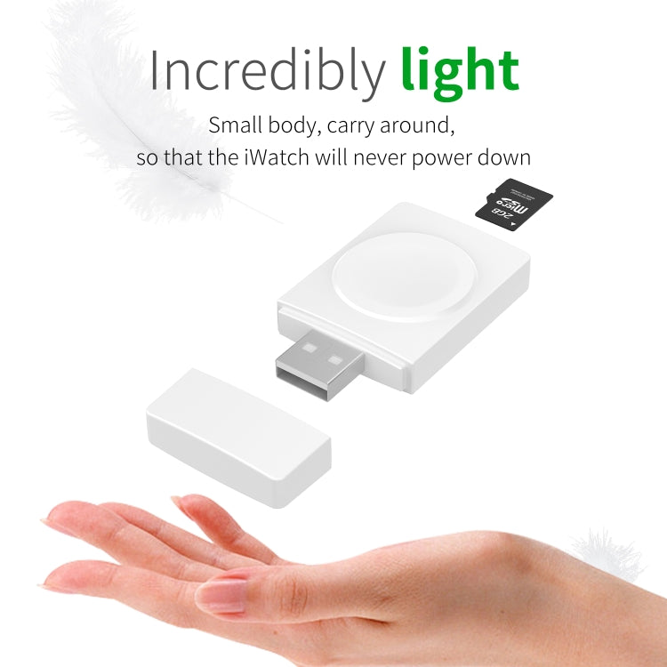 S02 For Apple Watch Series USB Magnetic Watch Wireless Charger With Card Reader Function(White)