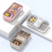 3 In 1 Double-layer Cutting and Grinding Medicine Box Travel Pill Organizer Case(White)