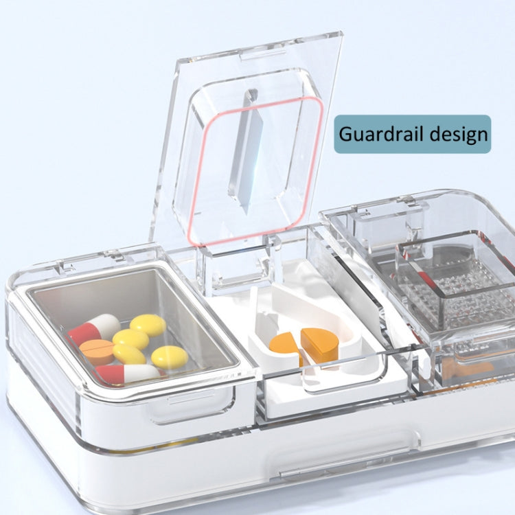 3 In 1 Double-layer Cutting and Grinding Medicine Box Travel Pill Organizer Case(Black)