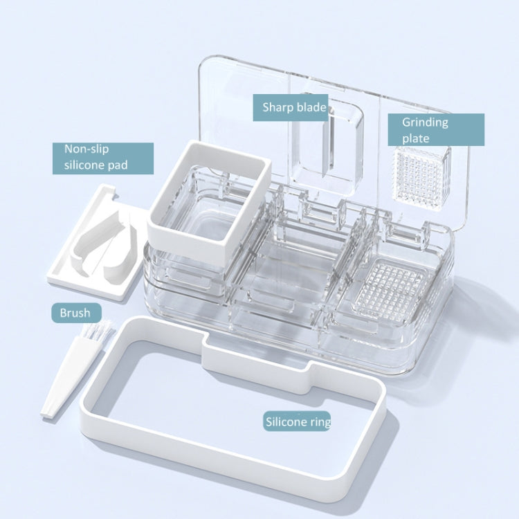 3 In 1 Double-layer Cutting and Grinding Medicine Box Travel Pill Organizer Case(White)