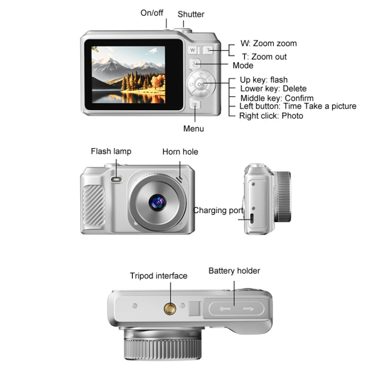 1080P HD Student Retro Digital Card Camera, Color: Black+32G
