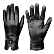 Women Sheepskin Wool Fleece Lined Windproof Warm Gloves Touchscreen Thick Snow Driving Gloves, Size: M(Black)