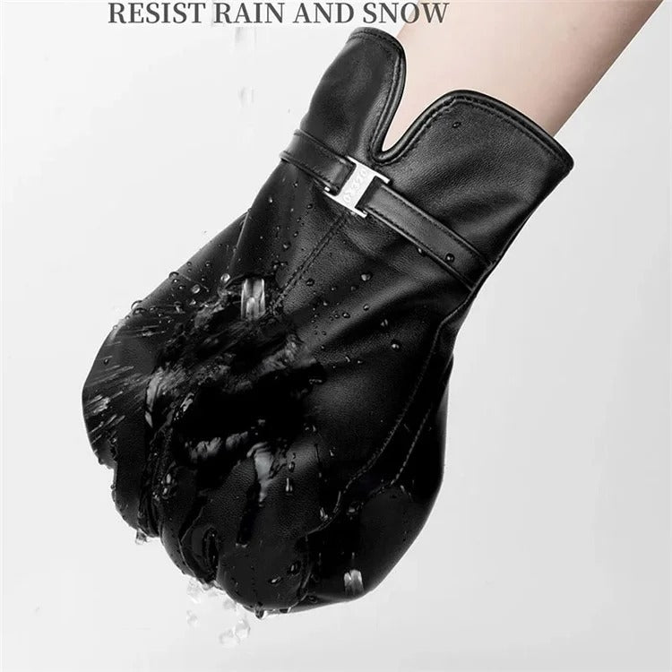 Women Sheepskin Wool Fleece Lined Windproof Warm Gloves Touchscreen Thick Snow Driving Gloves, Size: XL(Coffee)