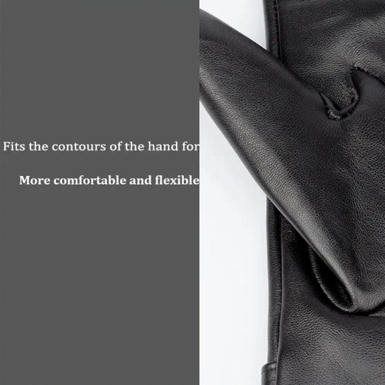 Women Sheepskin Wool Fleece Lined Windproof Warm Gloves Touchscreen Thick Snow Driving Gloves, Size: XL(Red)