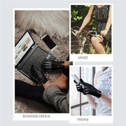 Women Sheepskin Wool Fleece Lined Windproof Warm Gloves Touchscreen Thick Snow Driving Gloves, Size: M(Coffee)