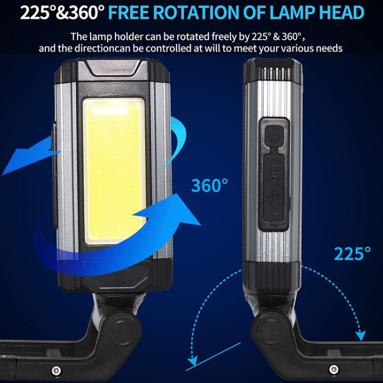 E-SMARTER K011 USB Rechargeable Repair Light With Magnet COB Strong Light Flashlight, Style: A Foldable Silver