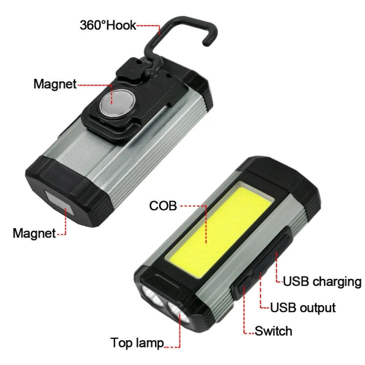 E-SMARTER K011 USB Rechargeable Repair Light With Magnet COB Strong Light Flashlight, Style: B Simple Red