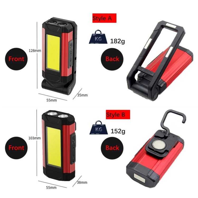 E-SMARTER K011 USB Rechargeable Repair Light With Magnet COB Strong Light Flashlight, Style: A Foldable Red