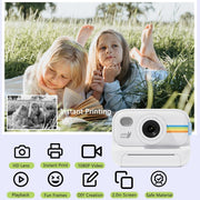 2.0-Inch LED Flash 1080P HD Recording Photo Printing Camera With 3-Rolls Paper, Color: White+32G
