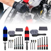 11pcs /Set Car Wash Cleaning Gap Detail Short Handle Brush(Blue)