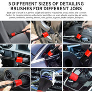 11pcs /Set Car Wash Cleaning Gap Detail Short Handle Brush(Red)