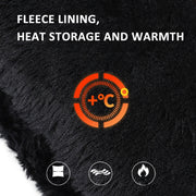 OZERO Women Sheepskin Warm Gloves with Fleece Lining Split Finger Elasticated Gloves, Size: M(Red Coffee)
