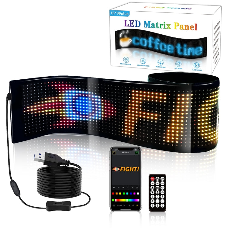 LED Flexible Screen Advertising  Large Screen Supports APP Bluetooth Control 35.4 x 7.6 Inch USB