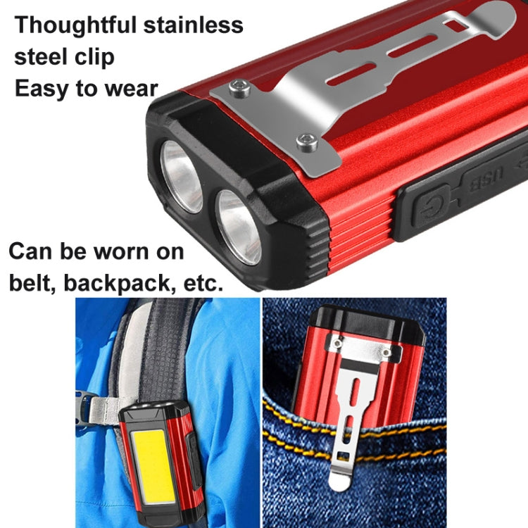 E-SMARTER K011 Bike LED Lamp USB Rechargeable Cycling Light COB Bright Flashlight(Silver)