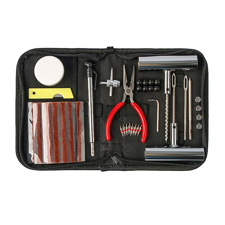 46pcs /Set Car Tubeless Tire Repair Needle Rubber Strip Valve Tip Needle-nosed Pliers Tool Set(With Bag)