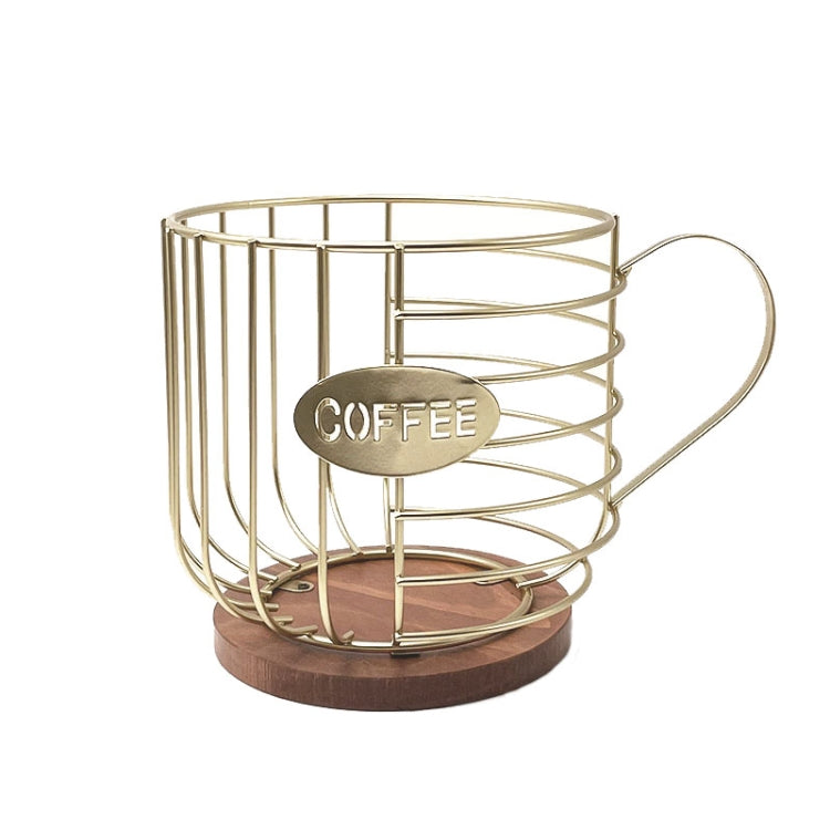 Coffee Companion Storage Rack Cup-Shaped Kitchen Storage Basket, Color: Gold with Words