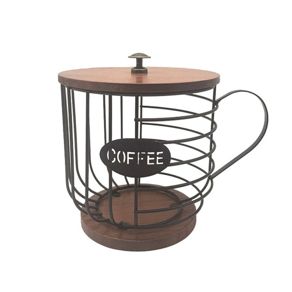 Coffee Companion Storage Rack Cup-Shaped Kitchen Storage Basket, Color: Black with Words���Lid