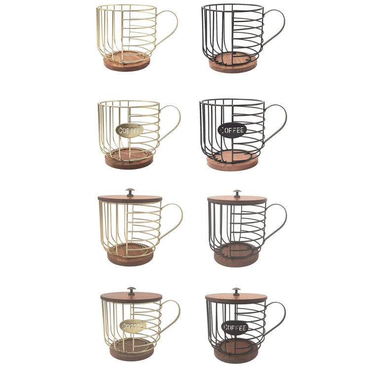 Coffee Companion Storage Rack Cup-Shaped Kitchen Storage Basket, Color: Gold No Words