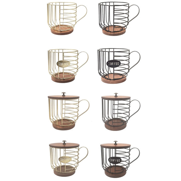 Coffee Companion Storage Rack Cup-Shaped Kitchen Storage Basket, Color: Gold No Words