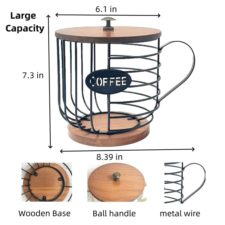 Coffee Companion Storage Rack Cup-Shaped Kitchen Storage Basket, Color: Black with Words