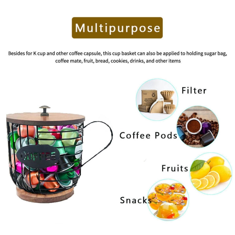 Coffee Companion Storage Rack Cup-Shaped Kitchen Storage Basket, Color: Gold with Words���Lid