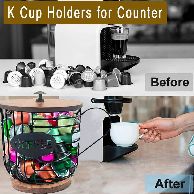 Coffee Companion Storage Rack Cup-Shaped Kitchen Storage Basket, Color: Gold No Words + Lid