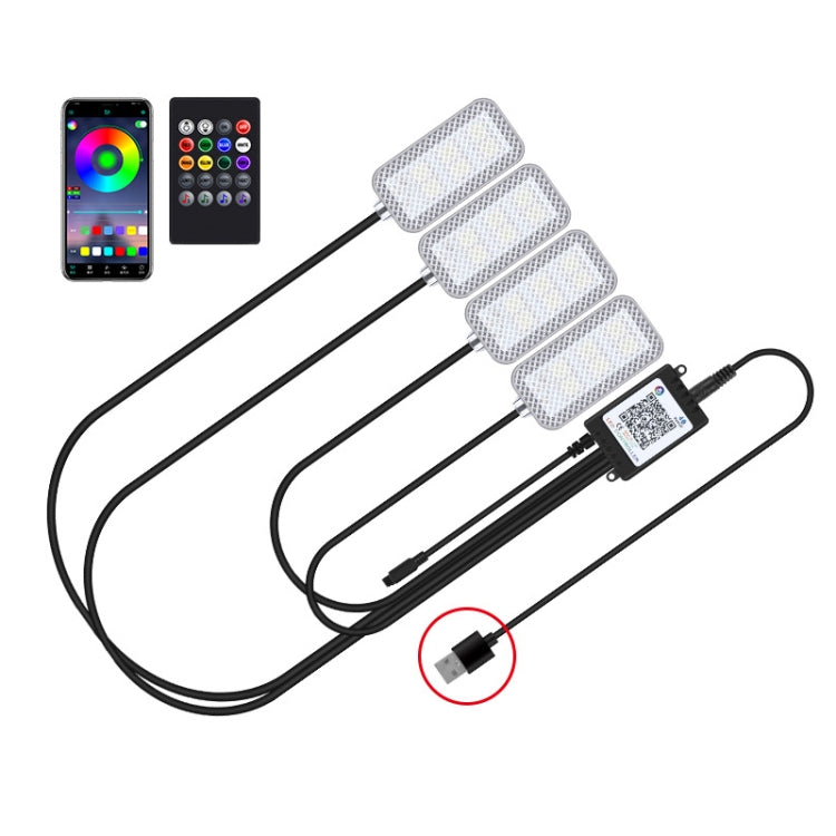 Eight-Color LED Voice Control Car Music Rhythm Atmosphere Light, Specification: 5V USB APP + Remote Control
