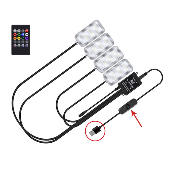 Eight-Color LED Voice Control Car Music Rhythm Atmosphere Light, Specification: 5V USB With Switch Remote Control