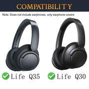 2pcs For Anker Soundcore Life Q30/Q35 Earphone Covers(Ice Gel Black)