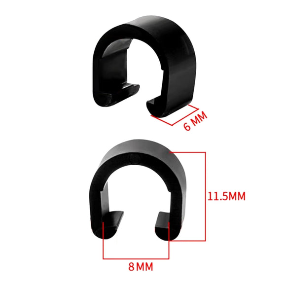 50pcs Bicycle Brake Gearshift Cable Tube Fixing Plastic C-shaped Buckle(Black)