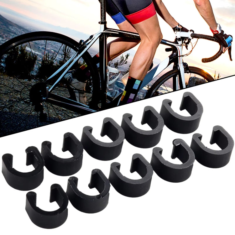 50pcs Bicycle Brake Gearshift Cable Tube Fixing Plastic C-shaped Buckle(Black)