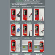 BSIDE O9 Digital Handheld Dual Channel 50MHz Oscilloscope Signal Source Multimeter, Spec: With Dual Oscilloscope Probe (Red)