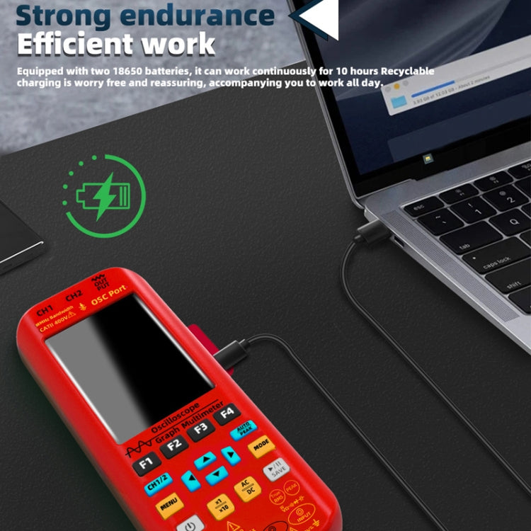 BSIDE O9 Digital Handheld Dual Channel 50MHz Oscilloscope Signal Source Multimeter, Spec: With Single Oscilloscope Probe (Red)