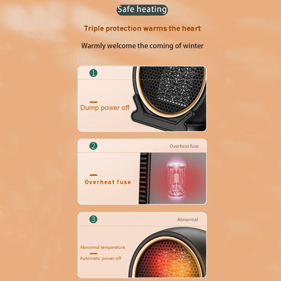 1800W Desktop High-power Two-speed Heater Household Fast Heating Heater, Spec: UK Plug(Black)