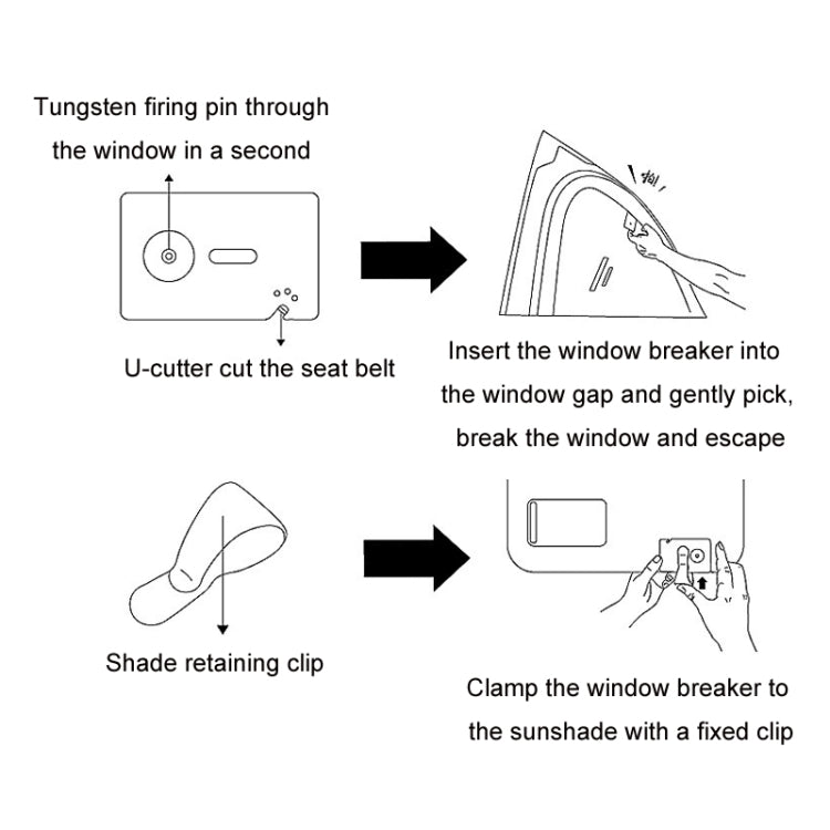 Car Window Breaking Safety Card Emergency Life-Saving Hammer(8.5x5.5cm)