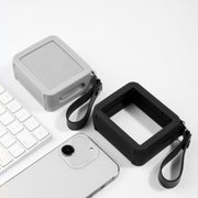 For JBL GO 2 Speaker Silicone Cover with PU Hand Strap Anti-lost Audio Protective Case(Black)
