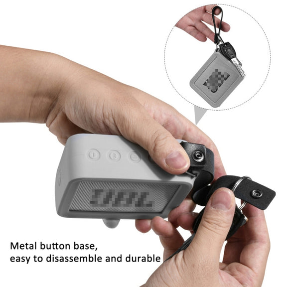 For JBL GO 2 Speaker Silicone Cover with PU Hand Strap Anti-lost Audio Protective Case(Black)