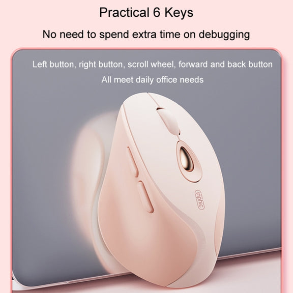 Inphic DR801 2.4G+Bluetooth 5.0/4.0 Wireless Mouse USB Tri-Mode Mute Rechargeable Girls Office Home Gaming Mouse(Pink)