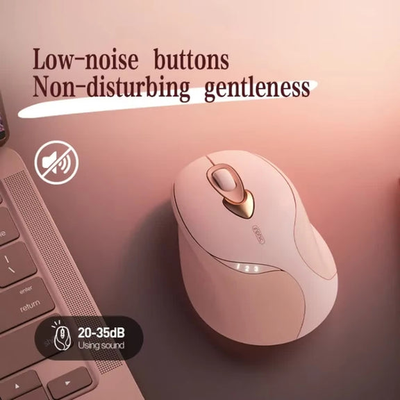 Inphic M8P 2.4G Wireless Mouse USB Mute Charging Girls Office Portable Ergonomic Mouse With Power Display(Milk Tea Color)