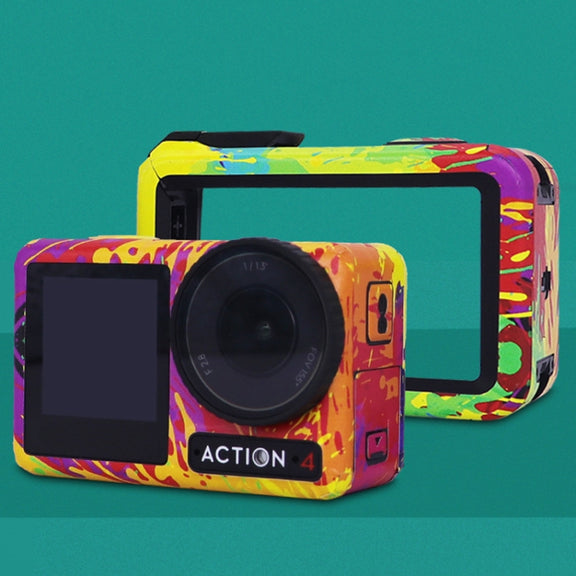 For DJI Action 4 Motion Camera Stickers All Inclusive Photo Frame Color Changing Stickers Accessories, Style: AC4-13 Snake Scale Black