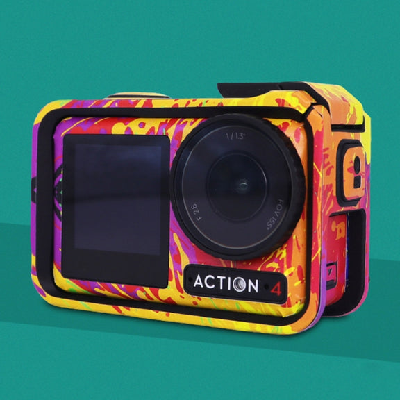For DJI Action 4 Motion Camera Stickers All Inclusive Photo Frame Color Changing Stickers Accessories, Style: AC4-17 Snake Scale Red