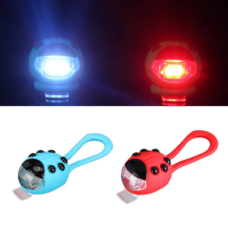 Bicycle Equipment Silicone Ladybug LED Headlight(Blue Shell+Red Light)