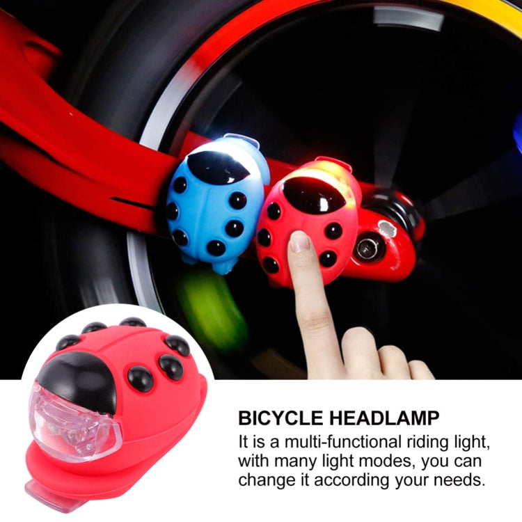 Bicycle Equipment Silicone Ladybug LED Headlight(Blue Shell+Red Light)