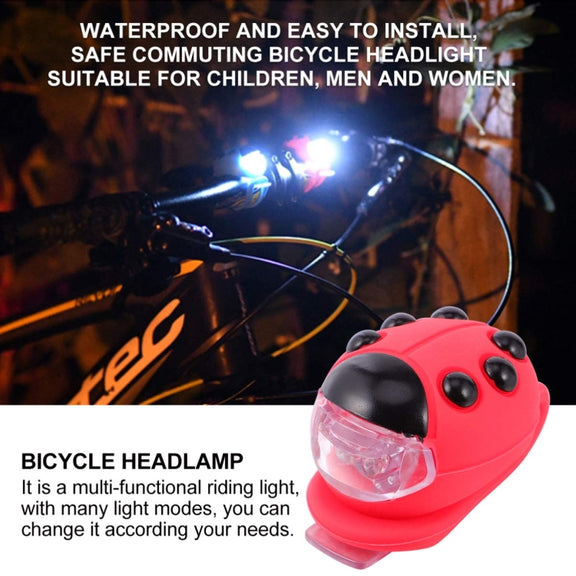 Bicycle Equipment Silicone Ladybug LED Headlight(Blue Shell+Red Light)