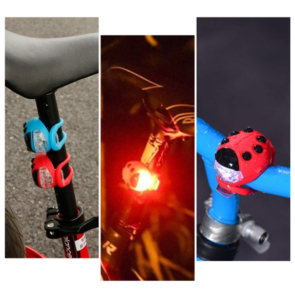Bicycle Equipment Silicone Ladybug LED Headlight(Blue Shell+Red Light)